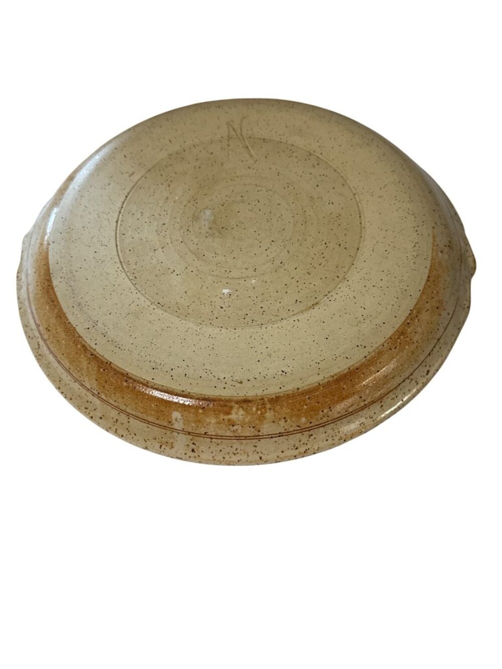 Handcrafted Signed Pottery Chip & Dip Platter With Floral Design 11.5" Diameter - Picture 3 of 6